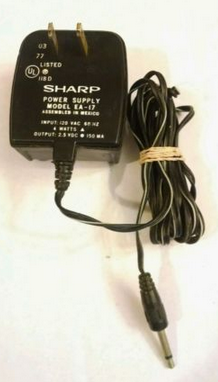 NEW Vintage Sharp Calculator EA-17 2.5V DC 150mA AC Power Supply Adapter Transforme